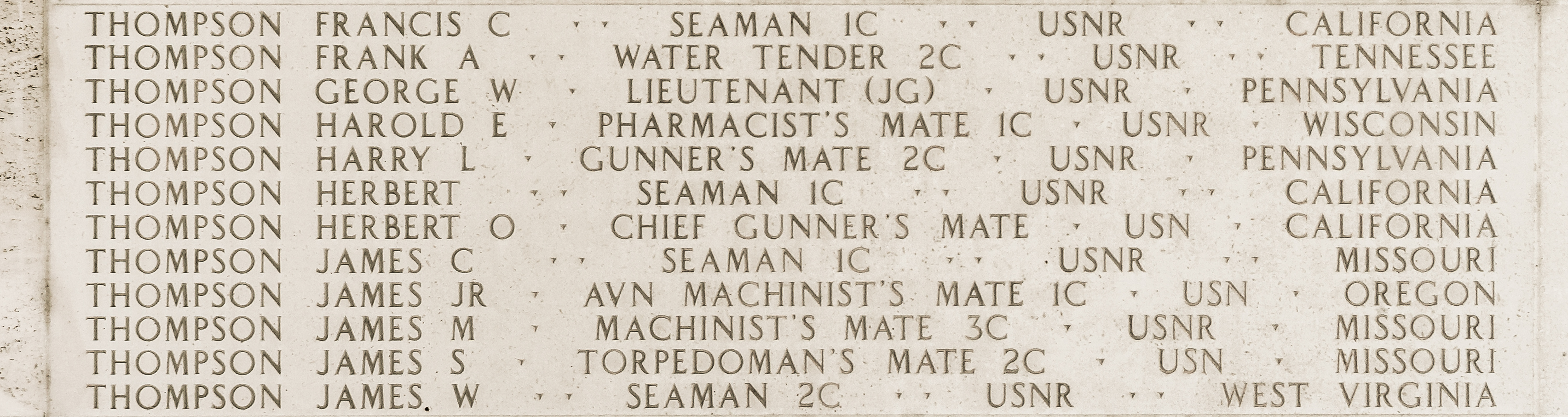 Frank A. Thompson, Water Tender Second Class